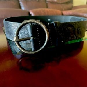 AMSTERDAM HERITAGE LEATHER BELT--WOMENS SIZE M-90 BLACK. NEW W/OUT TAGS